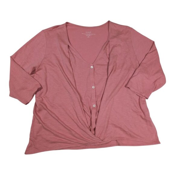 Pure Jill Womens Pink Ginger Cotton Modal Cross-Front Top 2X - Picture 1 of 11